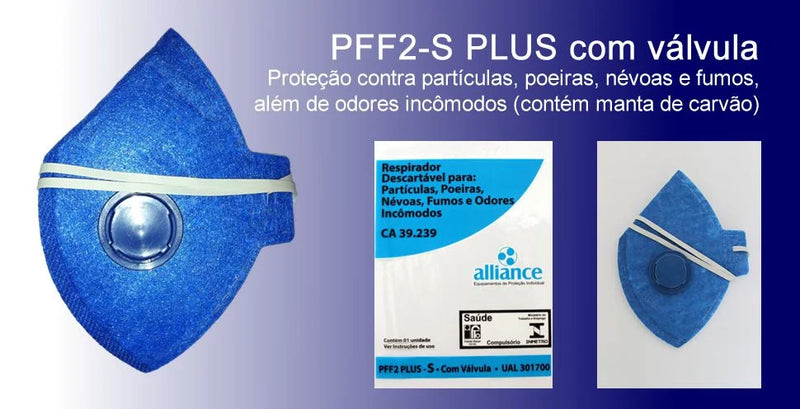 Máscara Descartável Pff2 Com Válvula Azul Alliance - Ca 39236