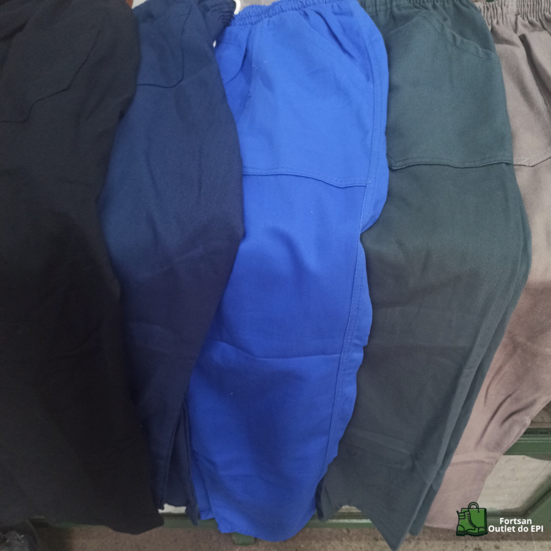 Calça de Brim Pesado 100% Algodão 4 Bolsos e Proteção no Gavião