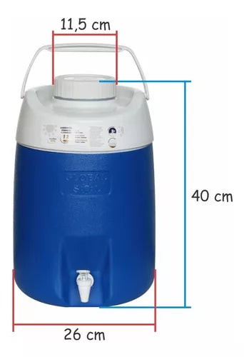 Galão Térmico Thermofort - Disponível em 4, 8 e 12 Litros nas Cores Azul e Vermelho - Equipado com Torneira Thermofort