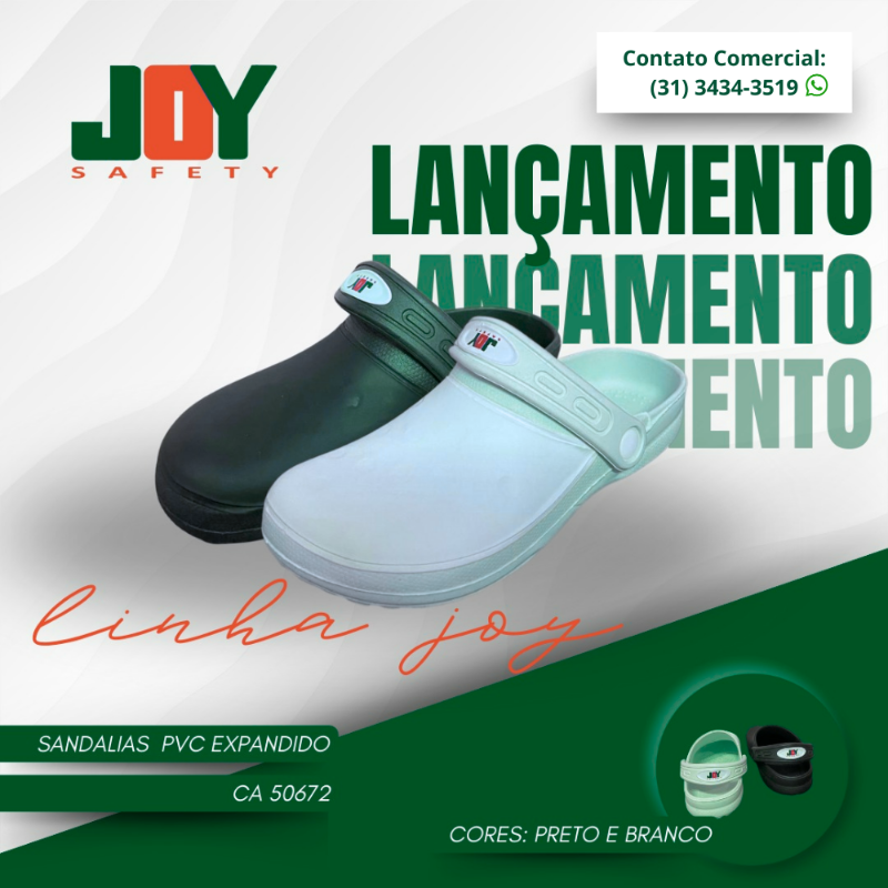 CALÇADO PROFISSIONAL ANTIDERRAPANTE SANDALIA EM PVC EXPANDIDO TIPO CROC PRETO - CA 50672 JOY