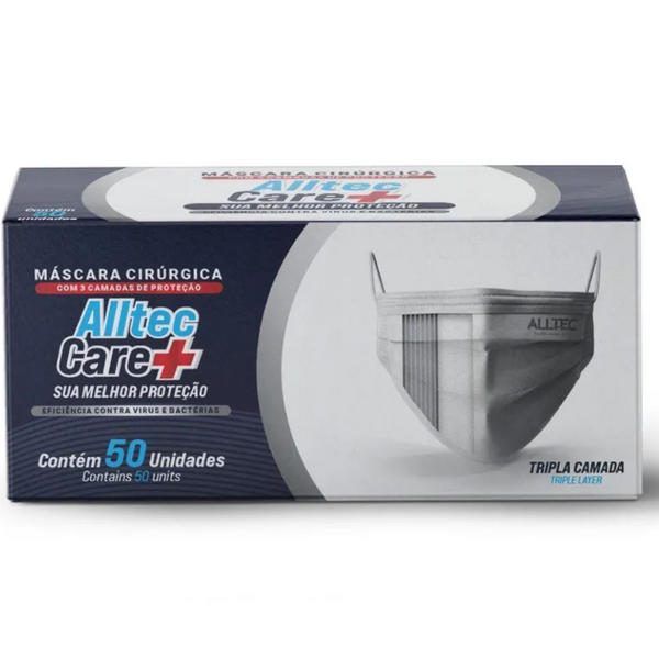 Mascara Cirúrgica Descartável Tripla Proteção - Alltec Care+ Caixa com